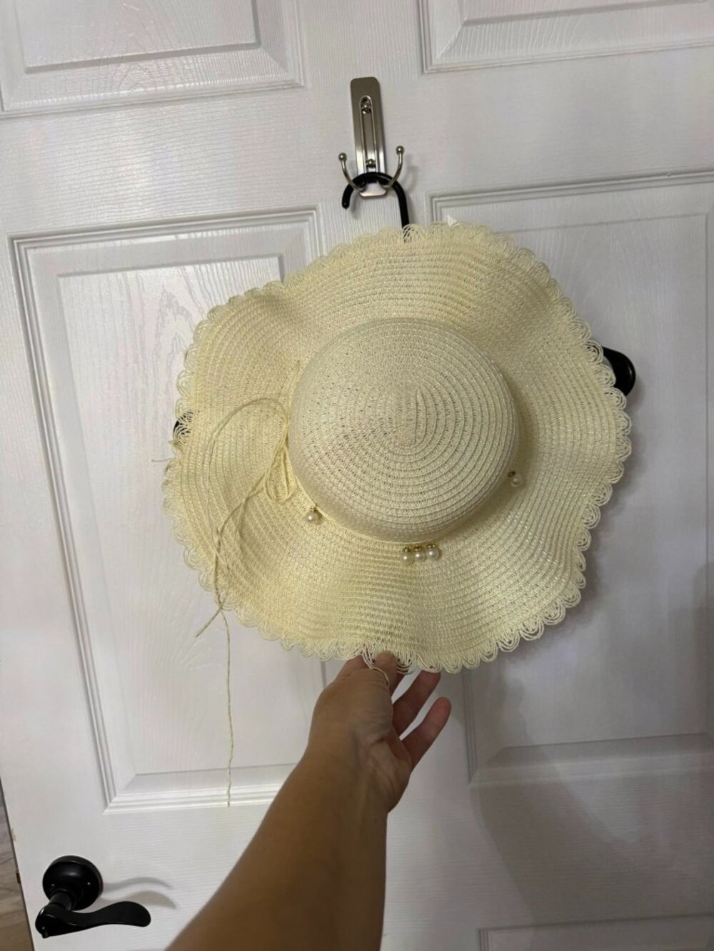 Cream Beaded Beach Hat